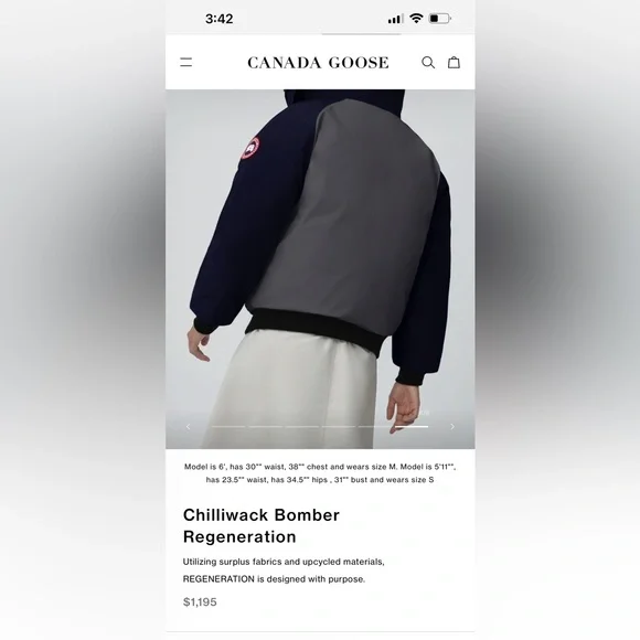 Men’s Canada Goose Chilliwack Bomber Size XL